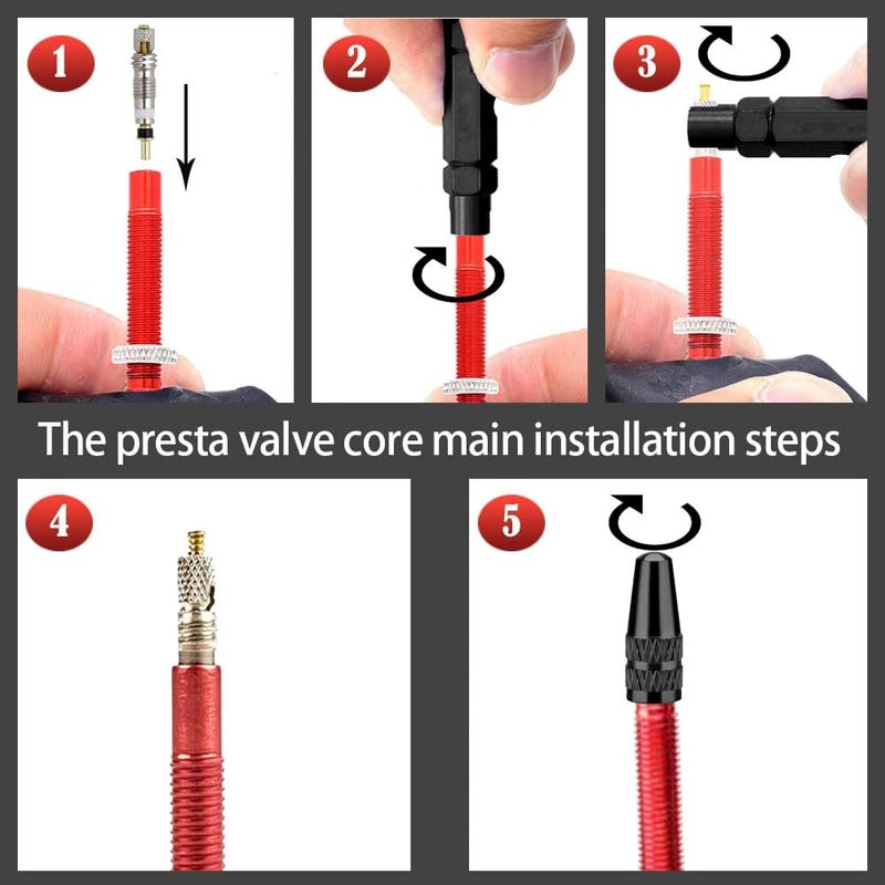 Ciomszan Presta Valve Core Bike Valve Core Removal Tool MTB Tire Valve Stem Repair, Bicycle Valve Core Replacements Set, Presta & Schrader Valve Stem Remover Tool Kit - Image 5